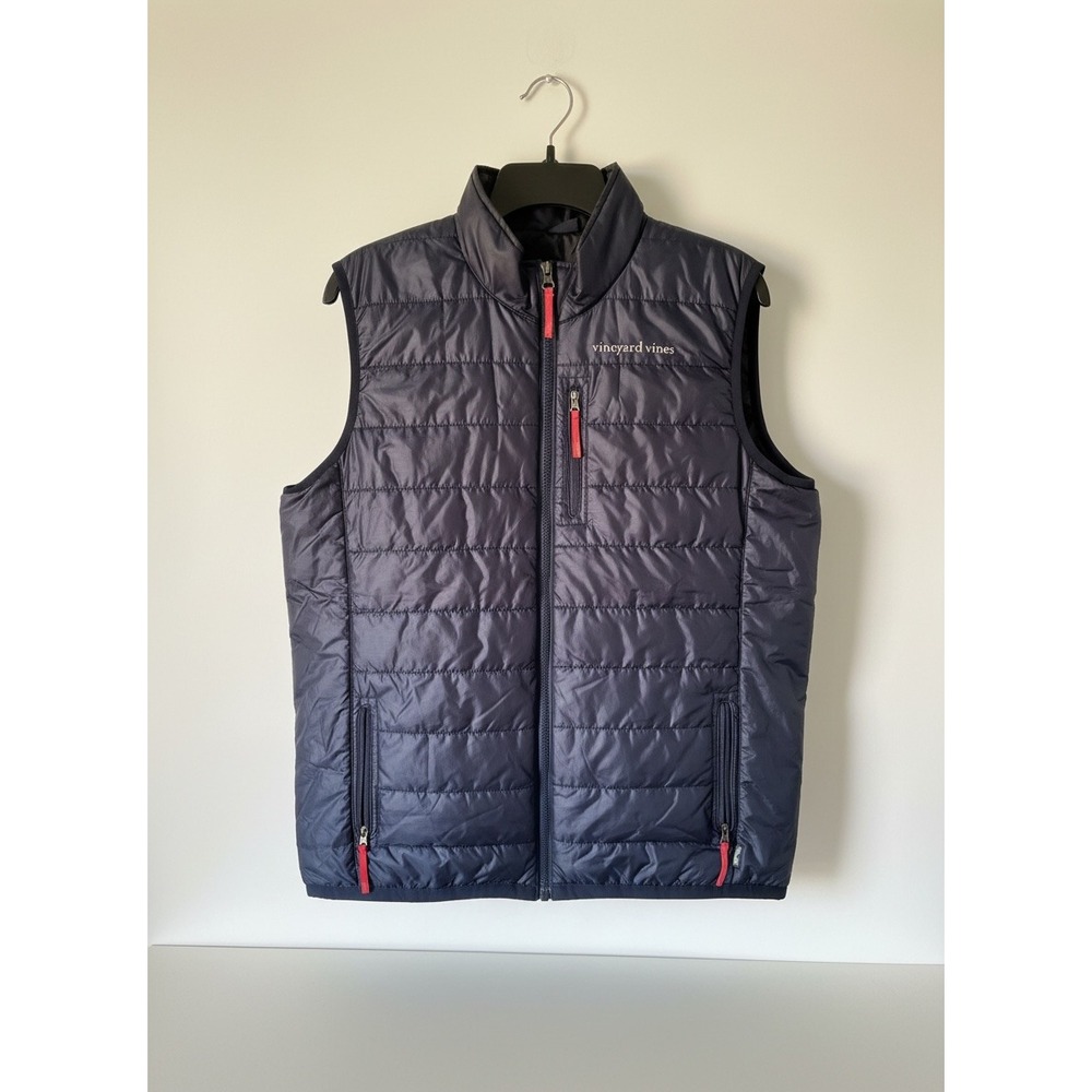 Vineyard‎ Vines Navy Blue Puffer Vest Full Zip Quilted XL 18 3O1017 JR women's